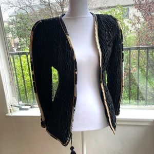 vintage 80s/90s jeanne marc textured printed jacket, xs 4/6